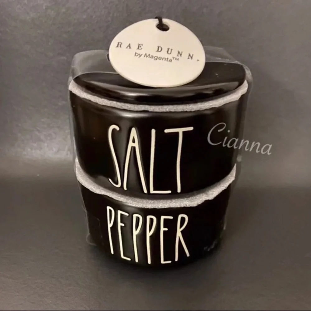 Rae Dunn Black Salt & Pepper Stacker
